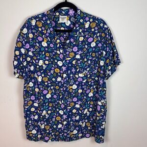 Mens Snoopy Hawaiian Shirt Button Up Tropical Peanuts Shirt Large Charlie Brown